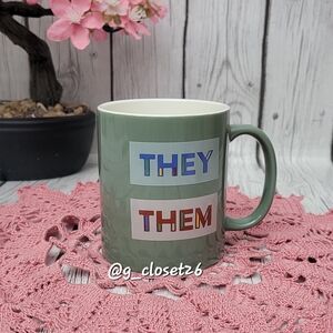 Room Essentials Green Mug with Multicolor THEY/THEM Text